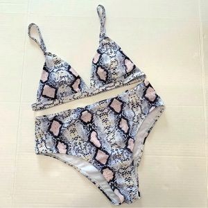 Snakeskin Print Two-piece High Waisted Bikini Size Small